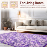 Ultra Soft Area Rug, Non Slip, Stain Resistant, Washable Area Rugs for Living Room, Bedroom, Minimalist Purple Blossom Theme(Pink)