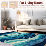 Ultra Soft Area Rug, Non Slip, Stain Resistant, Washable Area Rugs for Living Room, Bedroom, Underwater Whale and Dolphin School with 3D Ocean Depths and Sea Creatures(Blue)