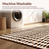 Ultra Soft Area Rug, Non Slip, Stain Resistant, Washable Area Rugs for Living Room, Bedroom, Elegant Light Brown Tiled Design(Beige)