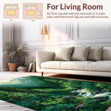 Ultra Soft Area Rug, Non Slip, Stain Resistant, Washable Area Rugs for Living Room, Bedroom, Charming Pine Tree Landscape(Green)