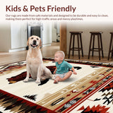 Ultra Soft Area Rug, Non Slip, Stain Resistant, Washable Area Rugs for Living Room, Bedroom, Southwest Wildlife Ethnic Pattern(Beige)