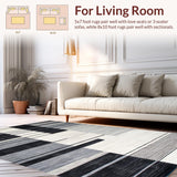 Ultra Soft Area Rug, Non Slip, Stain Resistant, Washable Area Rugs for Living Room, Bedroom, Contemporary Artful Linear Design(Gray)