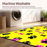 Ultra Soft Area Rug, Non Slip, Stain Resistant, Washable Area Rugs for Living Room, Bedroom, Vibrant Playful Paw Print Motif(Yellow)