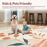 Ultra Soft Area Rug, Non Slip, Stain Resistant, Washable Area Rugs for Living Room, Bedroom, Rustic Low Pile Abstract Design(Beige)
