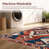 Ultra Soft Area Rug, Non Slip, Stain Resistant, Washable Area Rugs for Living Room, Bedroom, Modern Southwestern Entryway Non-Shedding Decor Rug(Red)