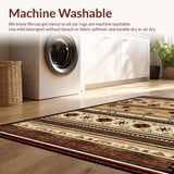 Ultra Soft Area Rug, Non Slip, Stain Resistant, Washable Area Rugs for Living Room, Bedroom, Southwestern Vibrant Ethnic Pattern(Brown)