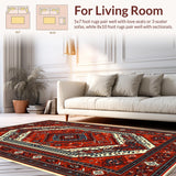 Ultra Soft Area Rug, Non Slip, Stain Resistant, Washable Area Rugs for Living Room, Bedroom, Distressed Oriental Bedroom Farmhouse Area Rug(Red)