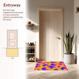 Ultra Soft Area Rug, Non Slip, Stain Resistant, Washable Area Rugs for Living Room, Bedroom, Bright Multicolor Fluid Design(Orange)