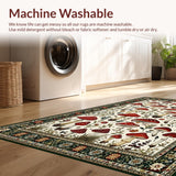 Ultra Soft Area Rug, Non Slip, Stain Resistant, Washable Area Rugs for Living Room, Bedroom, Rustic Vibrant Fungi Pattern(Red)
