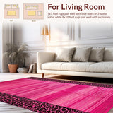 Ultra Soft Area Rug, Non Slip, Stain Resistant, Washable Area Rugs for Living Room, Bedroom, Funky Geometric Animal Aesthetic(Pink)
