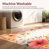 Ultra Soft Area Rug, Non Slip, Stain Resistant, Washable Area Rugs for Living Room, Bedroom, Dreamy Soft Hued Botanical Style(Pink)