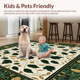 Ultra Soft Area Rug, Non Slip, Stain Resistant, Washable Area Rugs for Living Room, Bedroom, Symmetrical Leaf Motif Area(White)