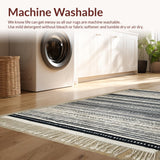 Ultra Soft Area Rug, Non Slip, Stain Resistant, Washable Area Rugs for Living Room, Bedroom, Boho Geometric Outdoor Rug(Black)