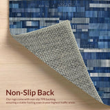 Ultra Soft Area Rug, Non Slip, Stain Resistant, Washable Area Rugs for Living Room, Bedroom, Urban Oasis Area with Geometric Cityscape Motifs(Blue)
