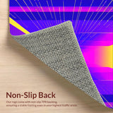 Ultra Soft Area Rug, Non Slip, Stain Resistant, Washable Area Rugs for Living Room, Bedroom, Eclectic Futuristic Wave Motif(Purple)