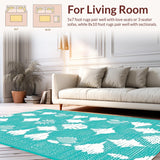Ultra Soft Area Rug, Non Slip, Stain Resistant, Washable Area Rugs for Living Room, Bedroom, Rustic Ocean Breeze Design(Blue)