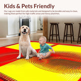 Ultra Soft Area Rug, Non Slip, Stain Resistant, Washable Area Rugs for Living Room, Bedroom, Artistic Circular Color Harmony(Red)