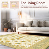 Ultra Soft Area Rug, Non Slip, Stain Resistant, Washable Area Rugs for Living Room, Bedroom, Fringe Beige Modern Inspired Design(White)