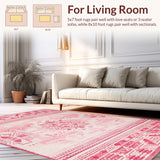 Ultra Soft Area Rug, Non Slip, Stain Resistant, Washable Area Rugs for Living Room, Bedroom, Stylish Solid Color Rustic Minimalism(Pink)