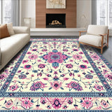 Ultra Soft Area Rug, Non Slip, Stain Resistant, Washable Area Rugs for Living Room, Bedroom, Stylish Pink and Cream Floral Blend(Beige)