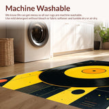 Ultra Soft Area Rug, Non Slip, Stain Resistant, Washable Area Rugs for Living Room, Bedroom, Groovy Retro Sonic Vibe(Black)