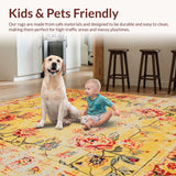 Ultra Soft Area Rug, Non Slip, Stain Resistant, Washable Area Rugs for Living Room, Bedroom, Cozy Pastel Floral Dreamscape(Yellow)