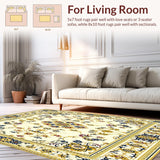 Ultra Soft Area Rug, Non Slip, Stain Resistant, Washable Area Rugs for Living Room, Bedroom, Elegant Floral Medallion Area Featuring Cream and Gold Accents(Beige)