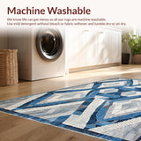 Ultra Soft Area Rug, Non Slip, Stain Resistant, Washable Area Rugs for Living Room, Bedroom, Clifton Collection Modern Geometric Floor Grey Blue(Blue)