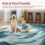 Ultra Soft Area Rug, Non Slip, Stain Resistant, Washable Area Rugs for Living Room, Bedroom, Ocean Dweller Carpet Shark and Fish Area Rug for Play Area(Blue)