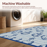 Ultra Soft Area Rug, Non Slip, Stain Resistant, Washable Area Rugs for Living Room, Bedroom, Rustic Blue Coastal Charm(Blue)