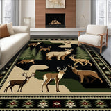 Ultra Soft Area Rug, Non Slip, Stain Resistant, Washable Area Rugs for Living Room, Bedroom, Natural Toned Hunting Scene Motif(Beige)