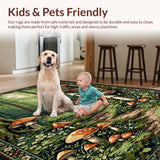 Ultra Soft Area Rug, Non Slip, Stain Resistant, Washable Area Rugs for Living Room, Bedroom, Vintage Floral Earthy Tones(Green)