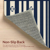 Ultra Soft Area Rug, Non Slip, Stain Resistant, Washable Area Rugs for Living Room, Bedroom, Classic Maritime Anchor Pattern(Blue)