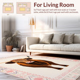 Ultra Soft Area Rug, Non Slip, Stain Resistant, Washable Area Rugs for Living Room, Bedroom, Rustic Whimsical Animal Illustration(Beige)