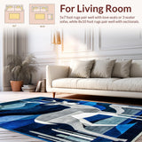 Ultra Soft Area Rug, Non Slip, Stain Resistant, Washable Area Rugs for Living Room, Bedroom, Contemporary Blue Animal Motif(Blue)