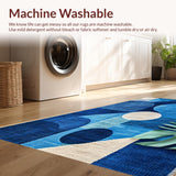 Ultra Soft Area Rug, Non Slip, Stain Resistant, Washable Area Rugs for Living Room, Bedroom, Tropical Turtle Geometric Patio Runner Rug(Blue)