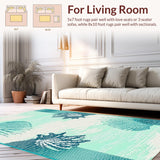 Ultra Soft Area Rug, Non Slip, Stain Resistant, Washable Area Rugs for Living Room, Bedroom, Rustic Oceanic Color Block Design(Ivory)