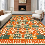 Ultra Soft Area Rug, Non Slip, Stain Resistant, Washable Area Rugs for Living Room, Bedroom, Artful Mid-Century Color Fusion(Orange)