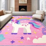 Ultra Soft Area Rug, Non Slip, Stain Resistant, Washable Area Rugs for Living Room, Bedroom, Soft Fuzzy Rainbow Rug for Girls Bedroom(Pink)