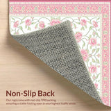 Ultra Soft Area Rug, Non Slip, Stain Resistant, Washable Area Rugs for Living Room, Bedroom, Spring Floral Area(Pink)