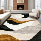 Ultra Soft Area Rug, Non Slip, Stain Resistant, Washable Area Rugs for Living Room, Bedroom, Barista Brew Abstract Area Mocha Swirl Collection(Beige)