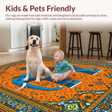 Ultra Soft Area Rug, Non Slip, Stain Resistant, Washable Area Rugs for Living Room, Bedroom, Bold Semi-Circular Statement Piece(Orange)