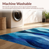 Ultra Soft Area Rug, Non Slip, Stain Resistant, Washable Area Rugs for Living Room, Bedroom, Blue Gradient Stripes, Modern Abstract Art(Blue)