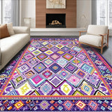 Ultra Soft Area Rug, Non Slip, Stain Resistant, Washable Area Rugs for Living Room, Bedroom, Artful Abstract Mosaic Arrangement(Purple)