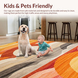 Ultra Soft Area Rug, Non Slip, Stain Resistant, Washable Area Rugs for Living Room, Bedroom, Whimsical Floral Print with Soft Shades(Orange)