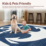Ultra Soft Area Rug, Non Slip, Stain Resistant, Washable Area Rugs for Living Room, Bedroom, Modern Abstract Ocean Motif(Blue)