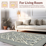 Ultra Soft Area Rug, Non Slip, Stain Resistant, Washable Area Rugs for Living Room, Bedroom, Stylish Monochrome Lattice Appeal(Beige)