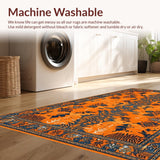 Ultra Soft Area Rug, Non Slip, Stain Resistant, Washable Area Rugs for Living Room, Bedroom, Chic Tropical Tiger Patterned Piece(Orange)