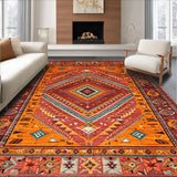 Ultra Soft Area Rug, Non Slip, Stain Resistant, Washable Area Rugs for Living Room, Bedroom, Rustic Colorful Chindi Weave(Red)