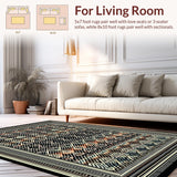 Ultra Soft Area Rug, Non Slip, Stain Resistant, Washable Area Rugs for Living Room, Bedroom, Rustic Trellis Motif with Soft Touch(Black)